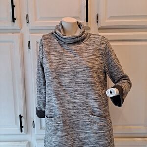 Liz Claiborne Weekend Marled Gray Cowlneck Pullover Tunic With Pockets